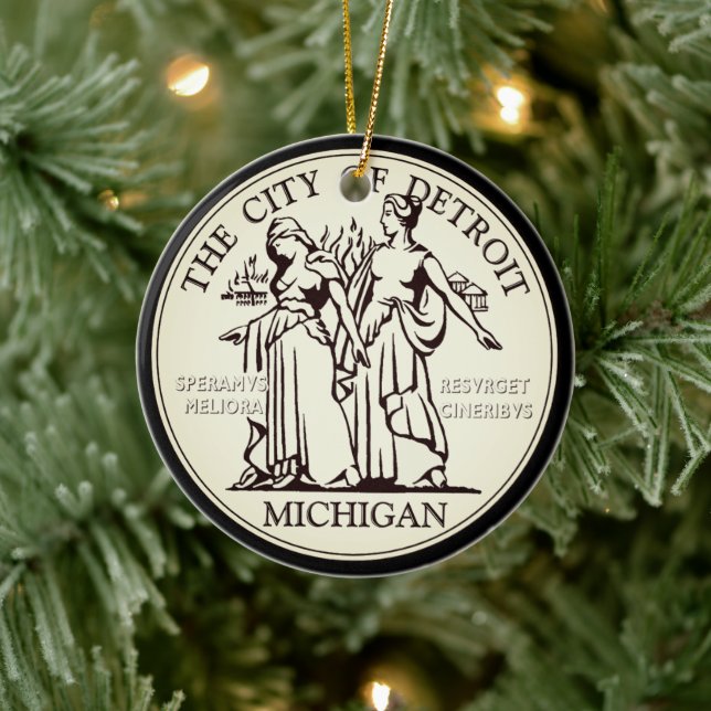 Stadt Siegel Detroit Keramik Ornament (Baum)