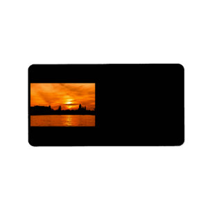 Stadt-Silhouette bei Sonnenuntergang Adressetikett
