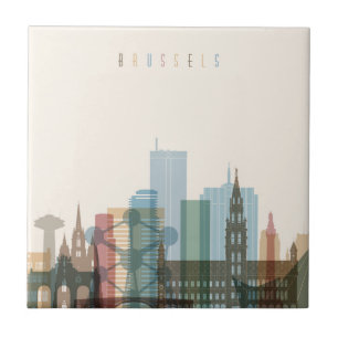 Stadt-Skyline Brüssels, Belgien   Fliese