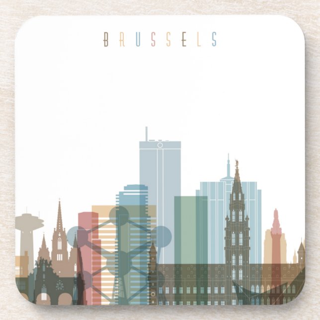 Stadt-Skyline Brüssels, Belgien | Getränkeuntersetzer (Vorderseite)