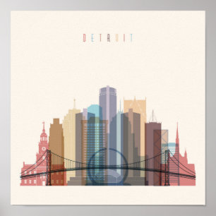 Stadt-Skyline Detroits, Michigan   Poster