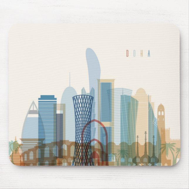 Stadt-Skyline Dohas, Qatar | Mousepad (Vorne)