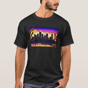 Stadt-Skyline Graffiti-Wandbild T-Shirt