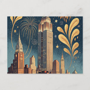 Stadt-Skyline Hanukkah-Grußkarte Postkarte