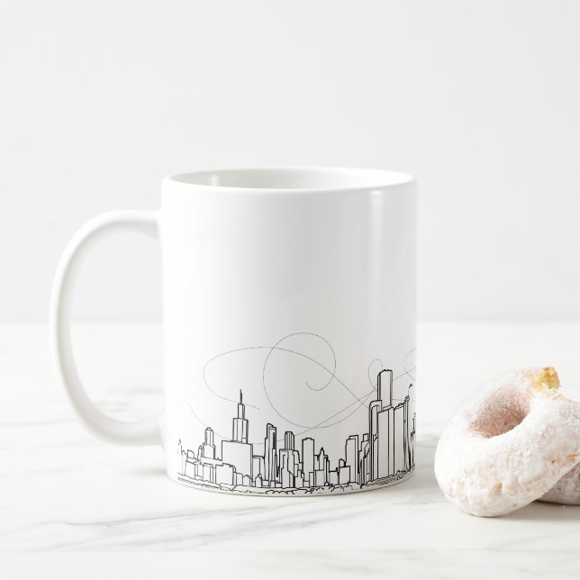 Stadt-Skyline Kaffeetasse (Mit Donut)
