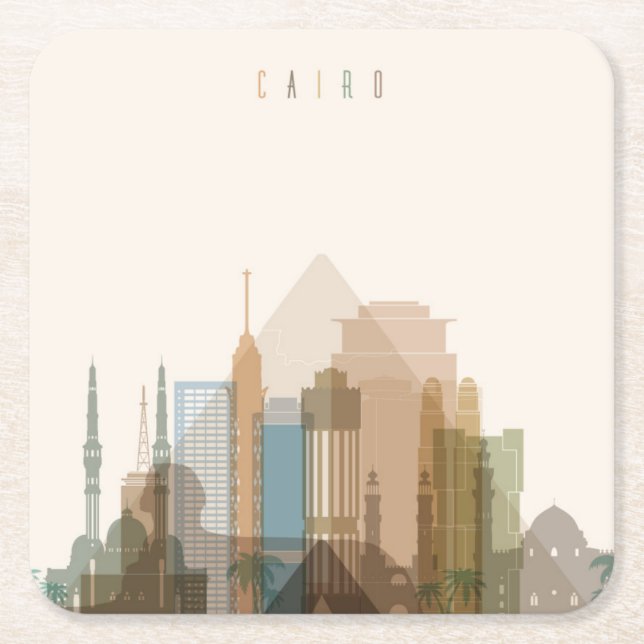 Stadt-Skyline Kairos, Ägypten | Rechteckiger Pappuntersetzer (Vorderseite)