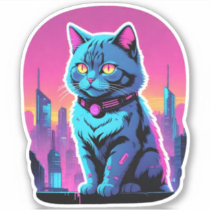 Stadt-Skyline-Katze Aufkleber