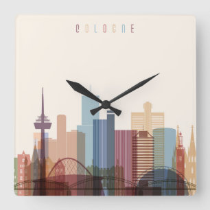 Stadt-Skyline Kölns, Deutschland Quadratische Wanduhr
