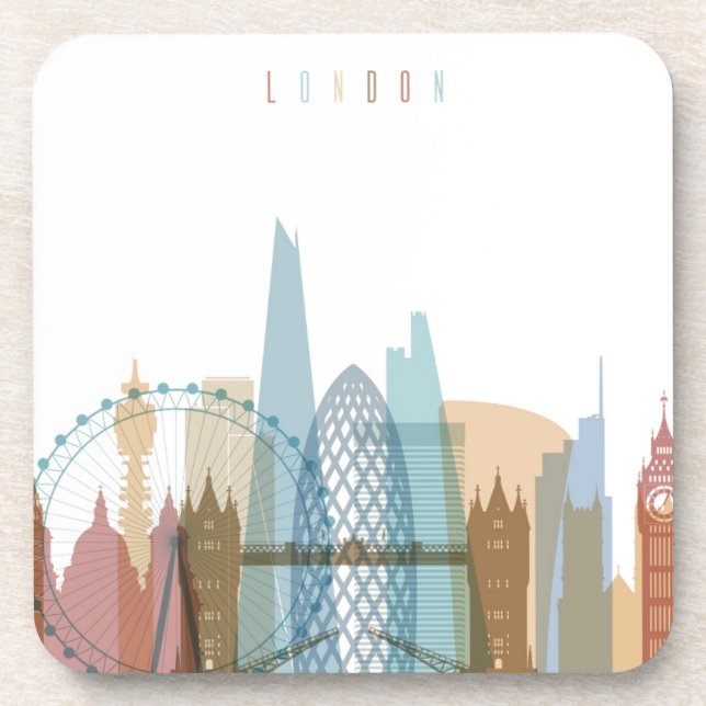 Stadt-Skyline Londons, England | Untersetzer (Vorderseite)