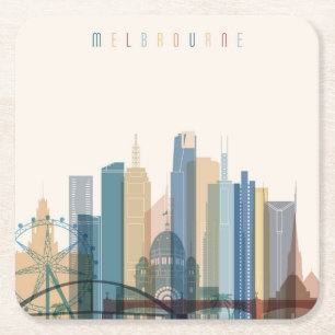 Stadt-Skyline Melbournes, Australien Rechteckiger Pappuntersetzer