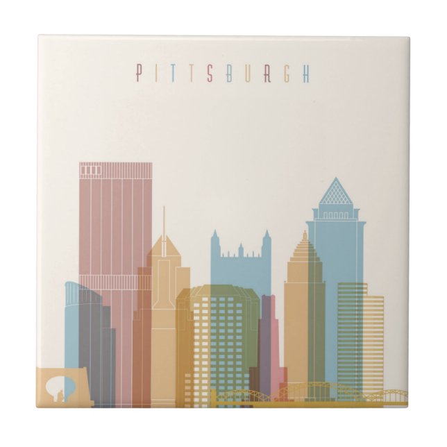 Stadt-Skyline Pittsburghs, Pennsylvania | Fliese (Vorderseite)