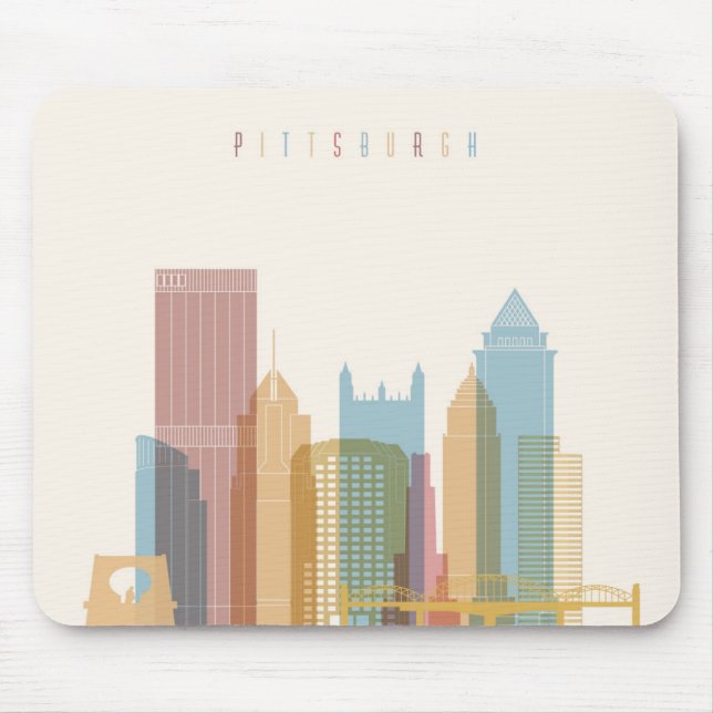 Stadt-Skyline Pittsburghs, Pennsylvania | Mousepad (Vorne)