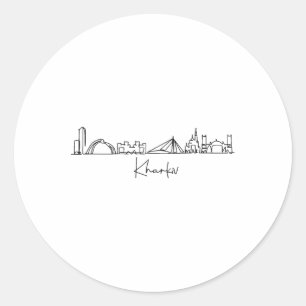 Stadt-Skyline-Reise-Souvenir-Tourist-Kharkov-Ukrai Runder Aufkleber