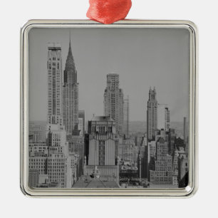 Stadt-Skyline Silbernes Ornament