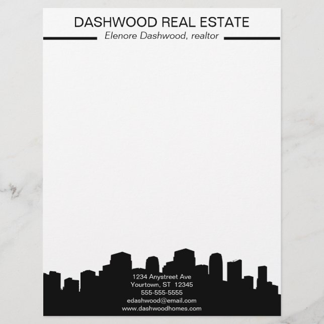 Stadt-Skyline-Silhouette Immobilien Briefbogen (Vorderseite)