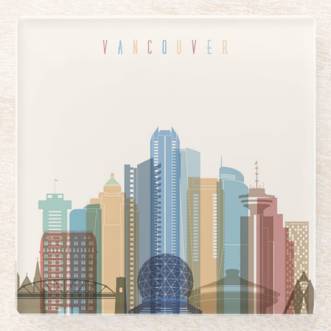 Stadt-Skyline Vancouvers, Kanada | Glasuntersetzer (Vorderseite)