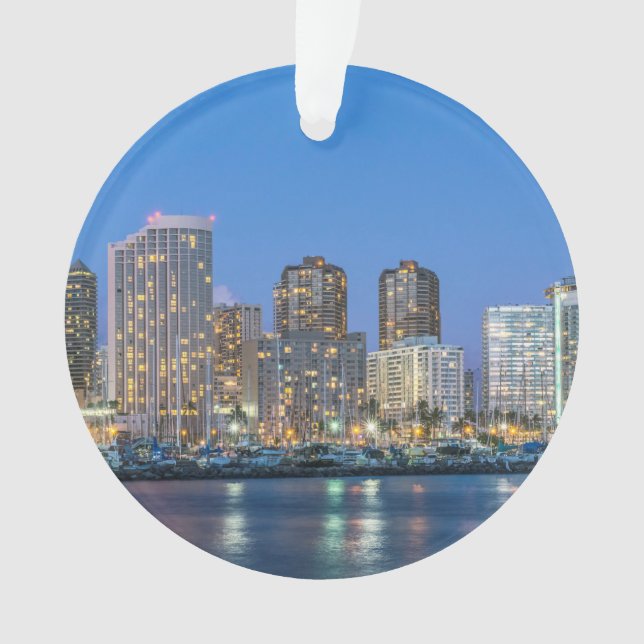 Stadt Skyline von Waikiki Ornament (Vorderseite)