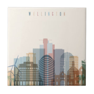 Stadt-Skyline Wellingtons, Neuseeland   Fliese
