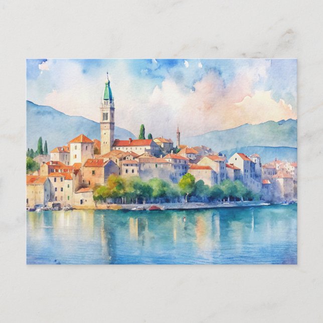 Stadt Split Kroatien Aquarellbilder Postkarte (Vorderseite)