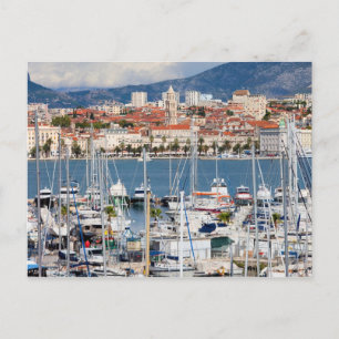 Stadt Split Marina und Altstadt in Kroatien Postkarte