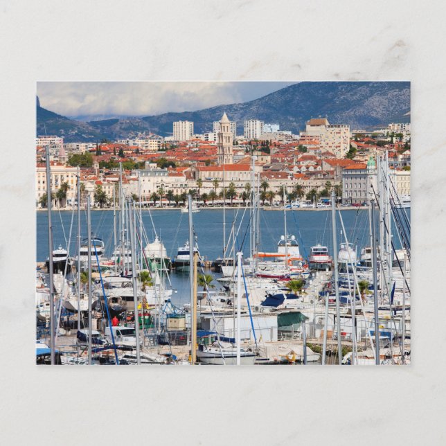 Stadt Split Marina und Altstadt in Kroatien Postkarte (Vorderseite)