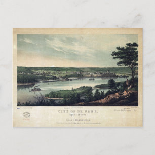 Stadt St. Paul, Hauptstadt von Minnesota (1853) Postkarte