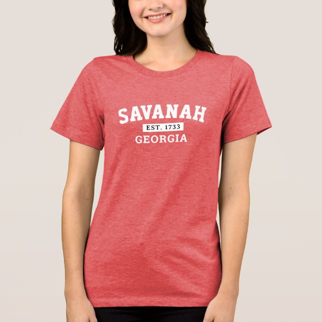 Stadt, Staat - Savanah, Georgia Peach Tri-Blend Shirt (Vorderseite)