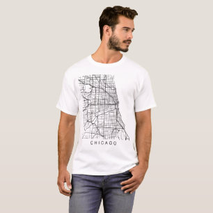 Stadt-Straßenkarte-dunkler Entwurf Chicagos IL T-Shirt