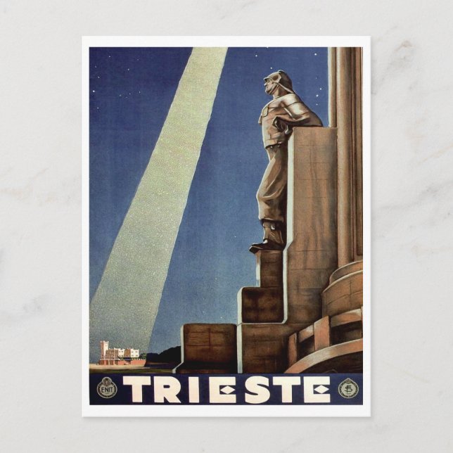 Stadt Triest, Italien. Nachthimmel. Vintage Postkarte (Vorderseite)