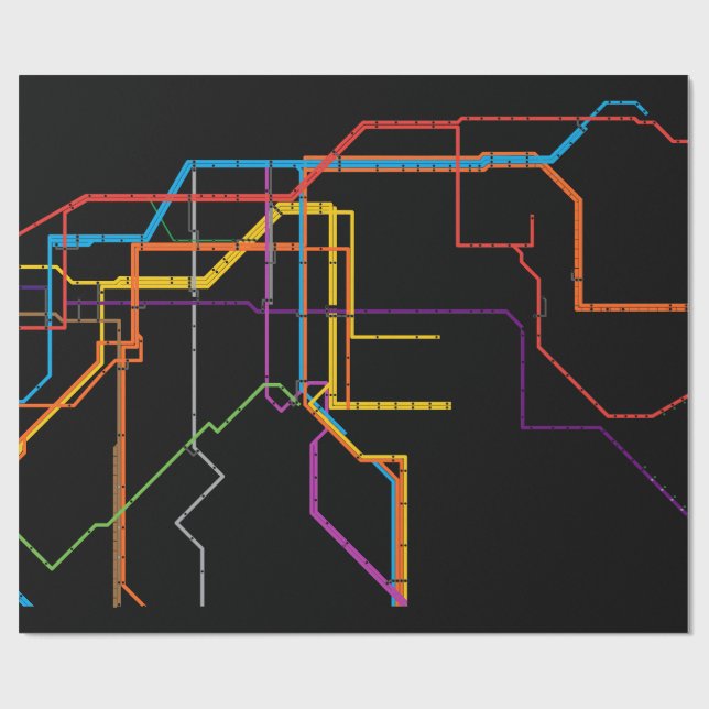 Stadt-U-Bahn-Karte Geschenkpapier (Flach)