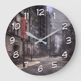 Stadt verlassen | Postapokalyptische Dystopie Große Wanduhr