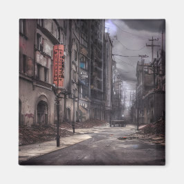 Stadt verlassen | Postapokalyptische dystopische W Magnet