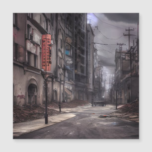 Stadt verlassen   Postapokalyptische dystopische W Magnetkarte