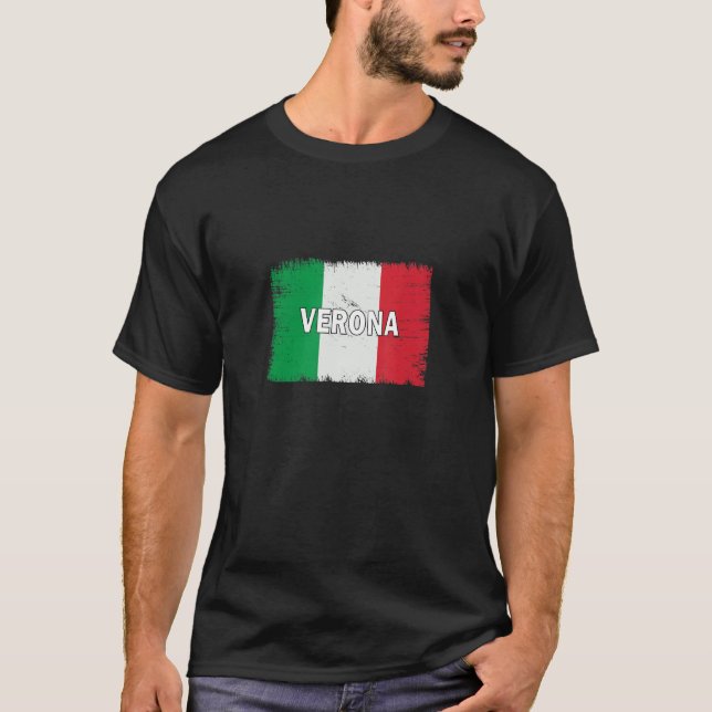 Stadt Verona mit italienischer Flagge T-Shirt (Vorderseite)