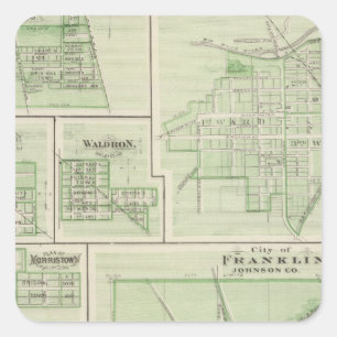 Stadt von Franklin, Johnson Co mit Shelbyville Quadratischer Aufkleber