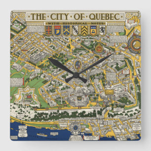 Stadt von Quebec-Karte Quadratische Wanduhr