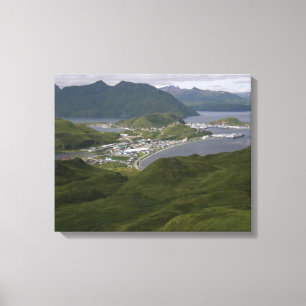 Stadt von Unalaska, Alaska Leinwanddruck