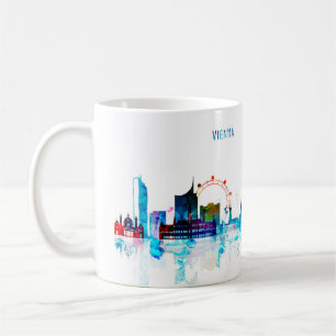 Stadt von Wien, Österreich, Aquarell, Landschaft, Tasse