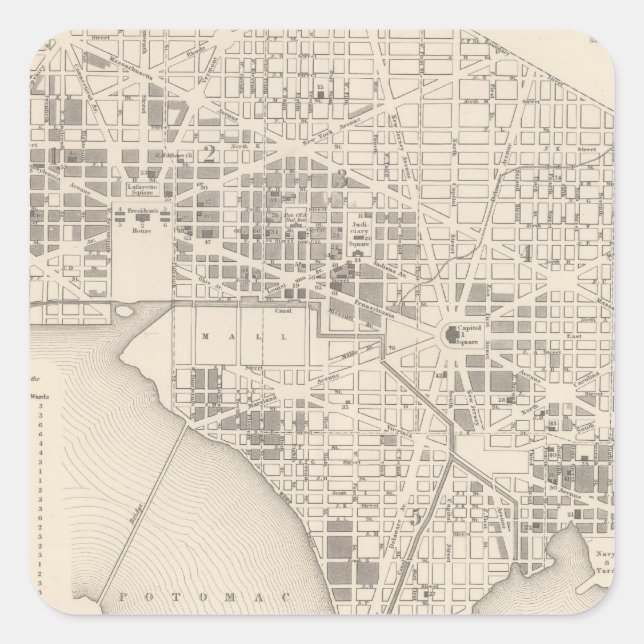 Stadt Washington 2 Quadratischer Aufkleber (Vorderseite)