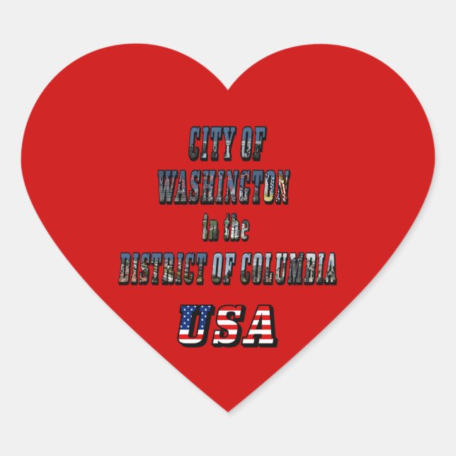 Stadt Washington im District of Columbia USA Herz-Aufkleber (Vorderseite)