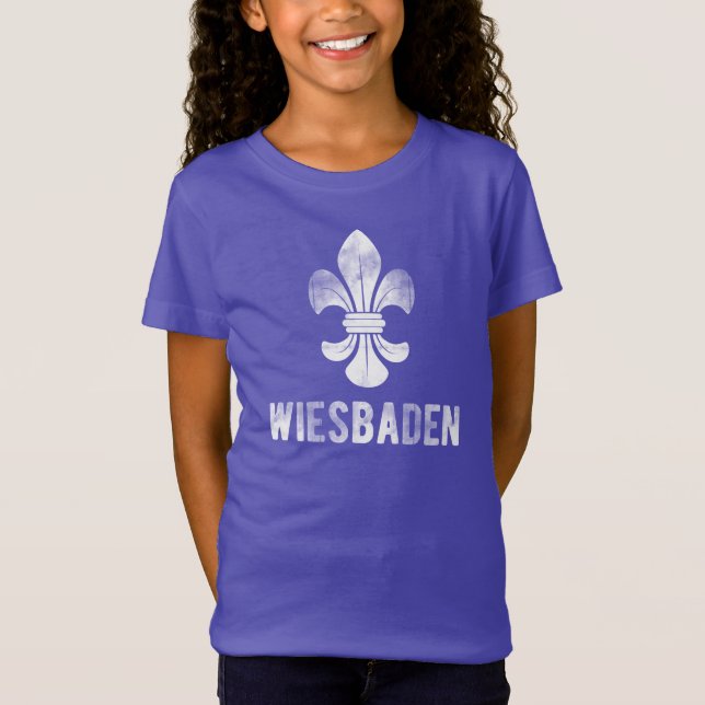 Stadt Wiesbaden, Deutschland. Lilien Wappen T-Shirt (Vorderseite)