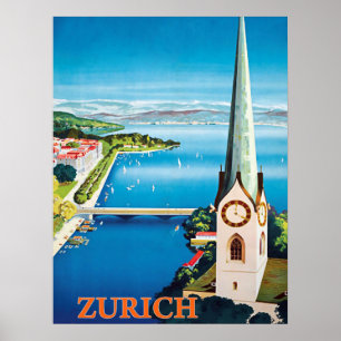 Stadt Zürichs, die Schweiz, Flächenansicht über Poster