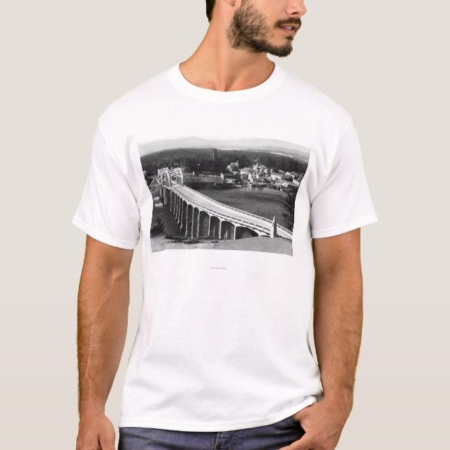 Stadtansicht Florenz, Oregon und Siuslaw Brücke T-Shirt (Vorderseite)