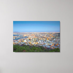 Stadtansicht vom Gipfel des Signal Hill bei Dämmer Leinwanddruck