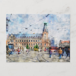 Stadtansicht von Erfurt in Thüringen. Aquarell. Postkarte