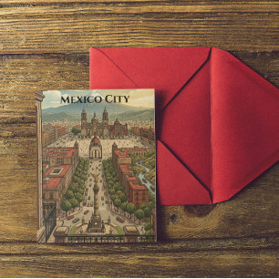 Stadtansicht von Mexiko-Stadt CDMX im Vintage-Stil Postkarte