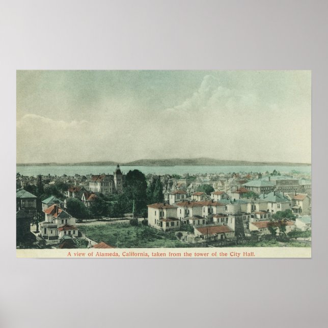 Stadtansicht von RathausturmAlameda, CA Poster (Vorne)