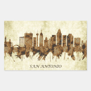 Stadtansicht von San Antonio Texas Rechteckiger Aufkleber