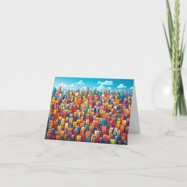 Stadtarchitektur Design Wasserfarbe Zeichnend Dankeskarte (Vorderseite)