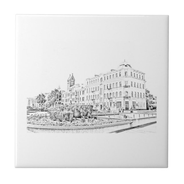 Stadtarchitektur Gebäude Sketch Fliese (Vorderseite)